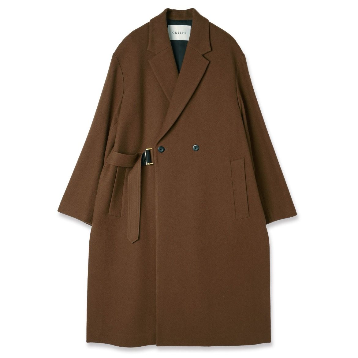 CULLNI - 【残り一点】Lamb Wool Melton Tie Locken Long Chester Coat