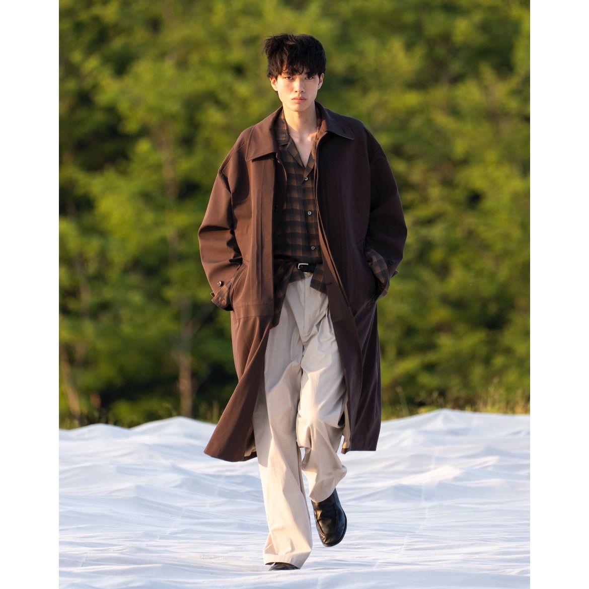 YOKE - 【残り一点】Jacquard Plaid Open Collar Shirt | ACRMTSM