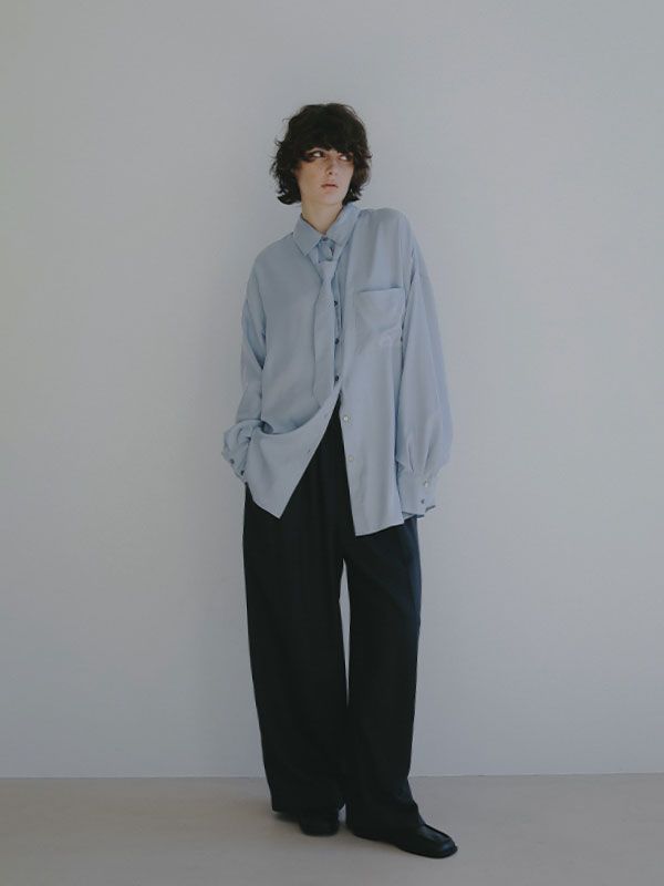 ETRE TOKYO - キュプラネクタイオーバーサイズシャツ (BLUE) | ADDICT