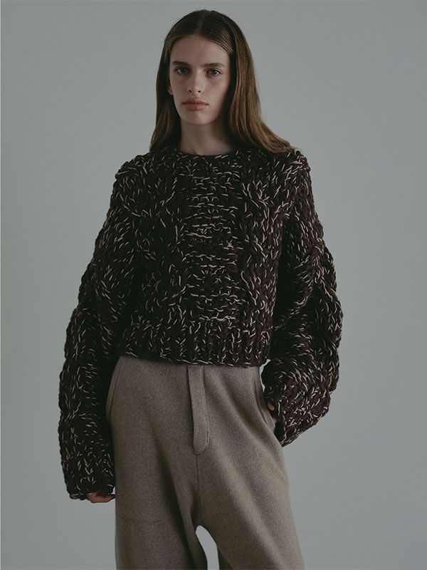 ETRE TOKYO - ハンドニットケーブルプルオーバー - BROWN | ADDICT WEB