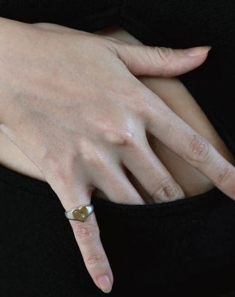 TEN. - ハートシグネット リング / 指輪 MIX （シルバー×ゴールド