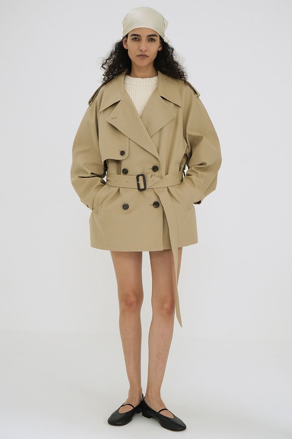 CLANE - オーバー ショート トレンチコート ベージュ - OVER SHORT