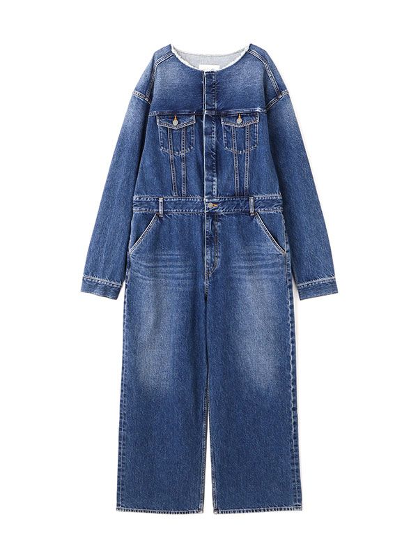 ETRE TOKYO - カットオフネックデニムオールインワン - BLUE | ADDICT
