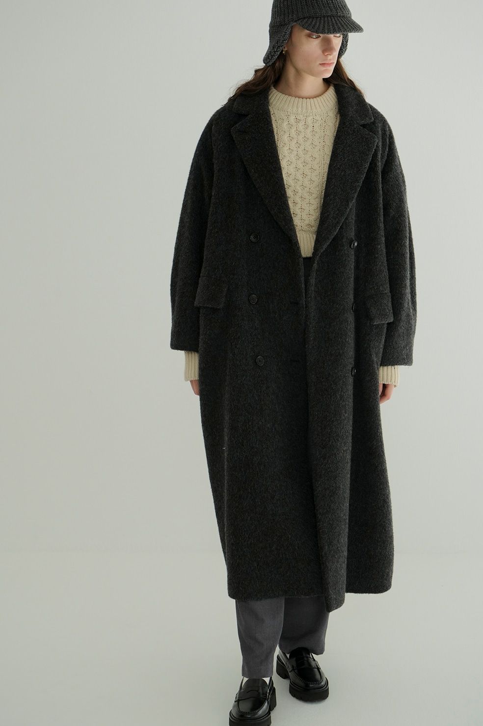 CLANE - ダブルウール ロングコート - DOUBLE WOOL LONG COAT - GREY