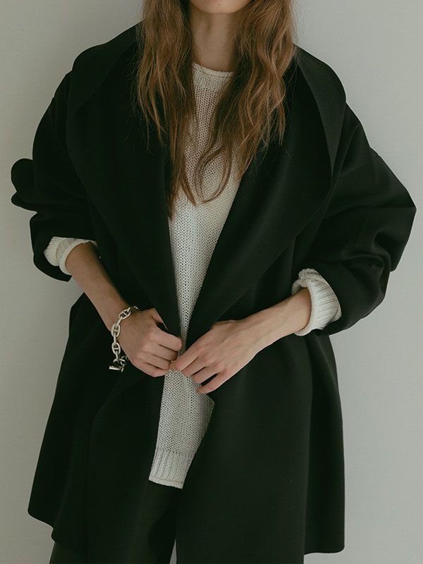 ETRE TOKYO - ダブルフェイスニットフーディーコート - BLACK | ADDICT