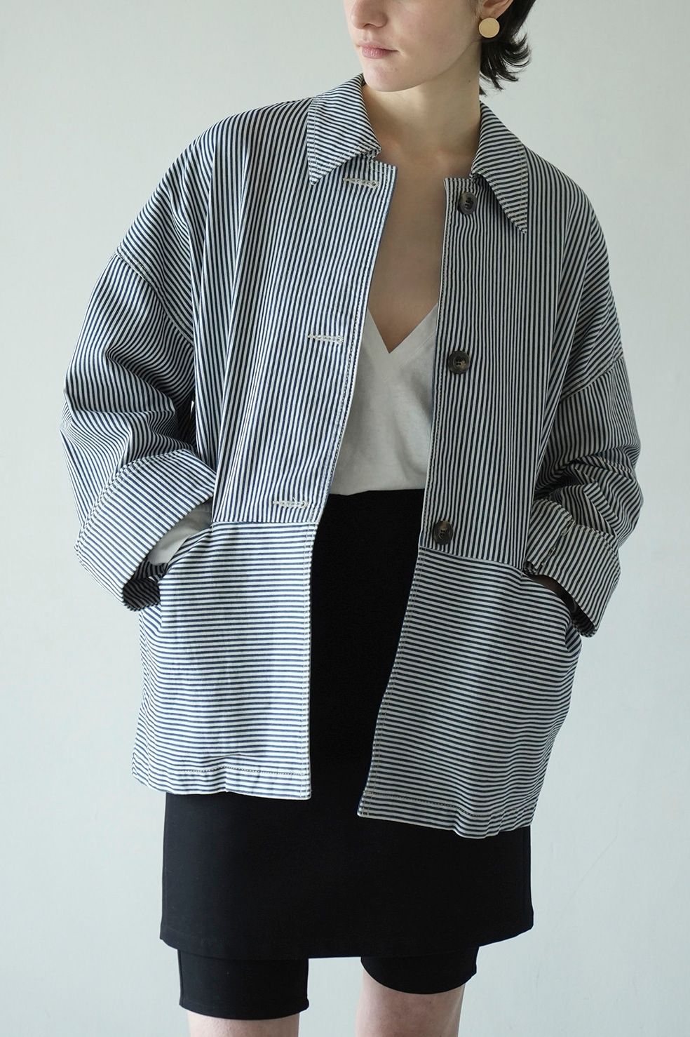 CLANE - カバーオール ジャケット - ストライプ - WORK OVER JACKET