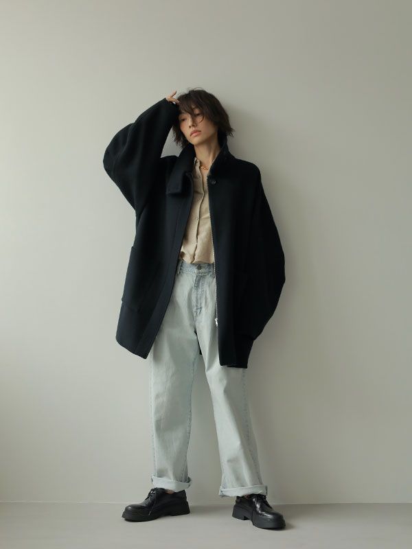 ETRE TOKYO - フーディーストールコクーンコート - BLACK | ADDICT WEB