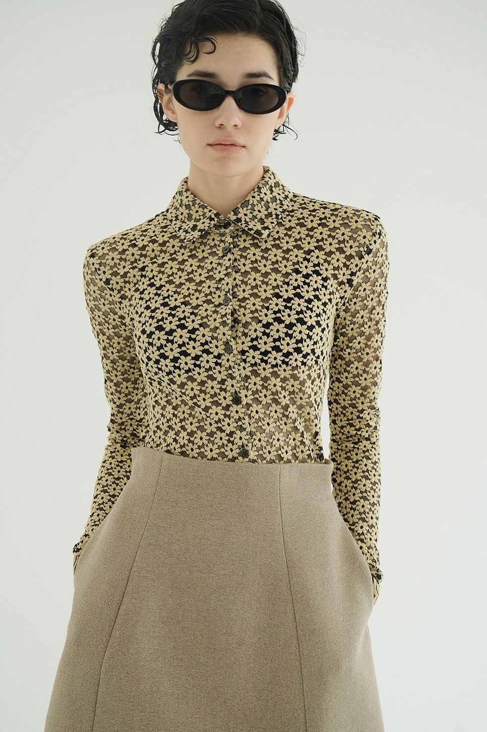 CLANE - フラワーレースシャツ - 3D FLOWER LACE SHIRT (MIX) | ADDICT