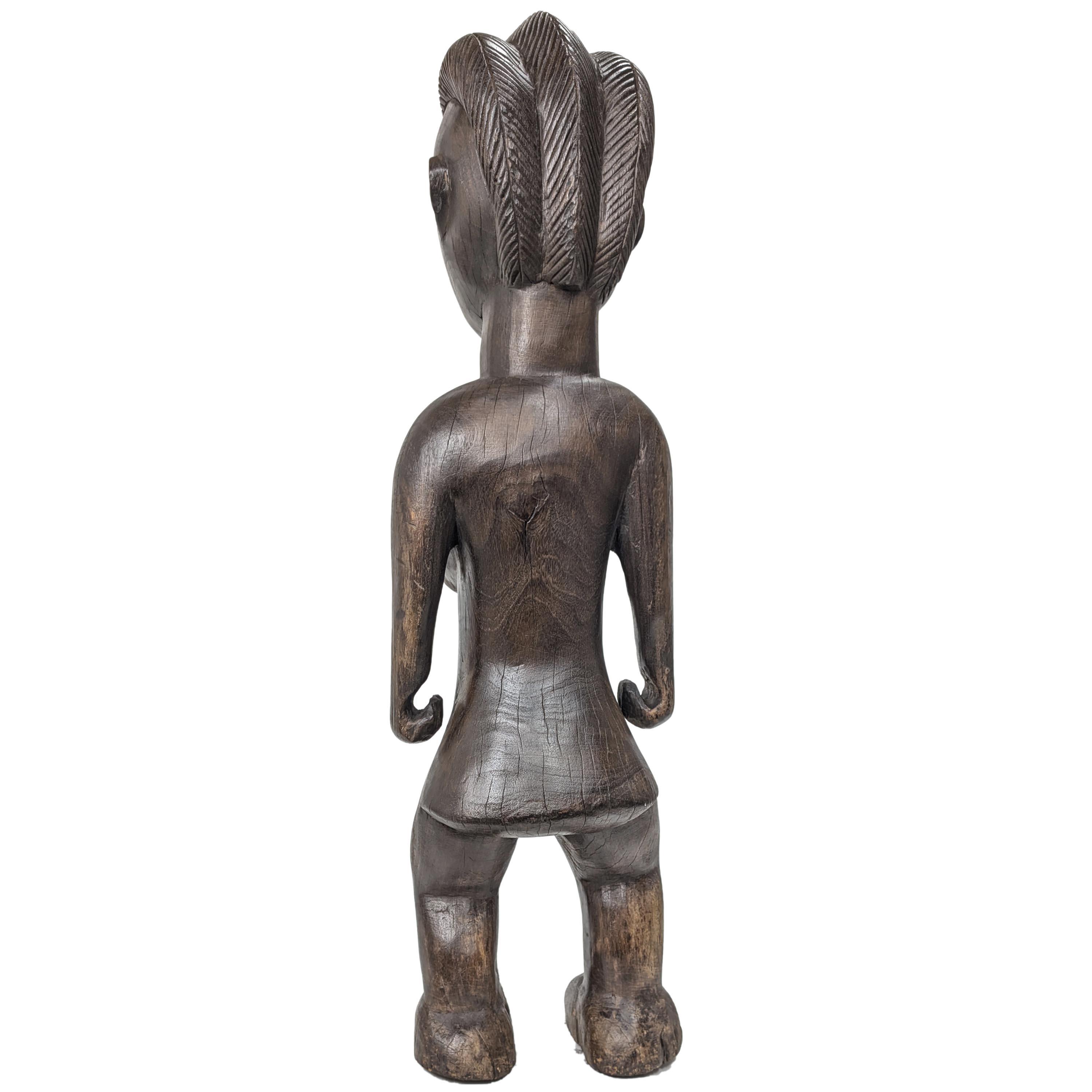 バッサ族女性立像 木彫品 94cm アフリカン プリミティブアート （p880