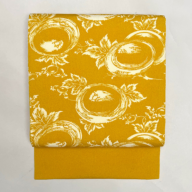 浦野理一作 万寿菊文様の鬼縮緬名古屋帯 帯22-10-10ご売約済