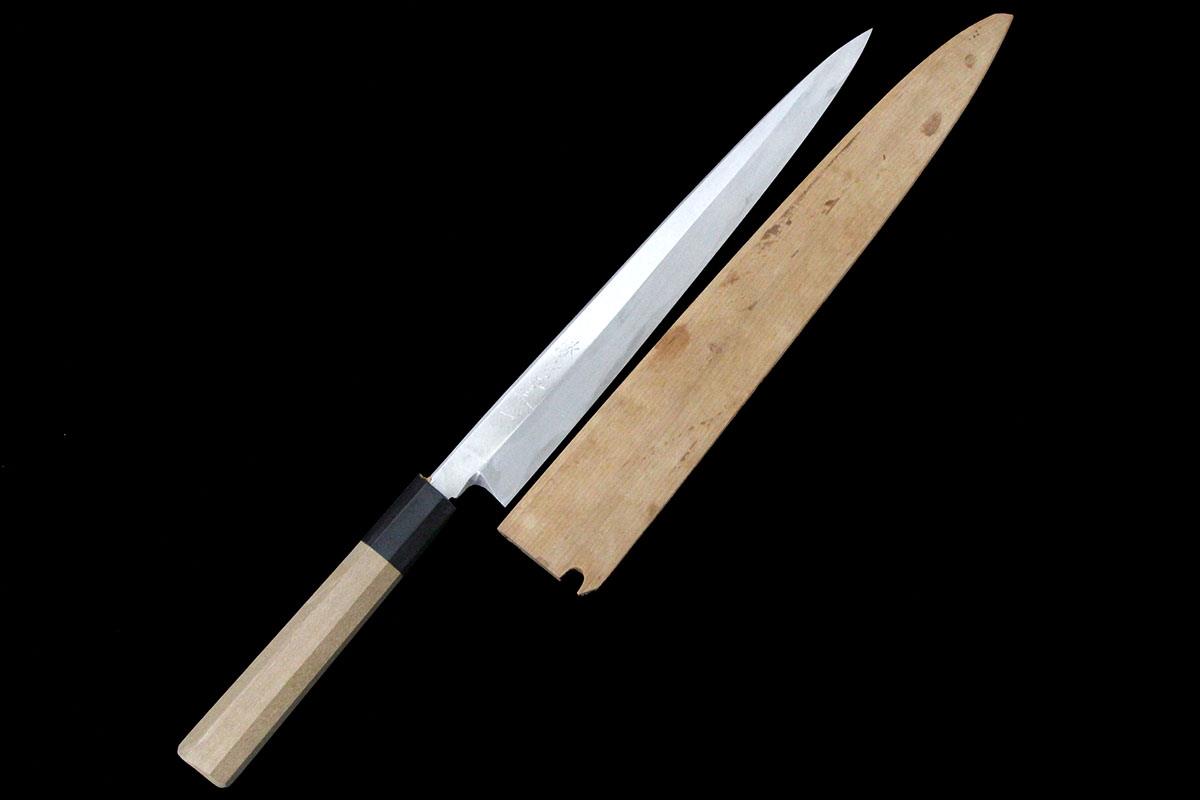 柳刃包丁 霞 尺 朴柄 白鞘付 KN02-A10657-2L3C | 泳宮蓮山 | 包丁