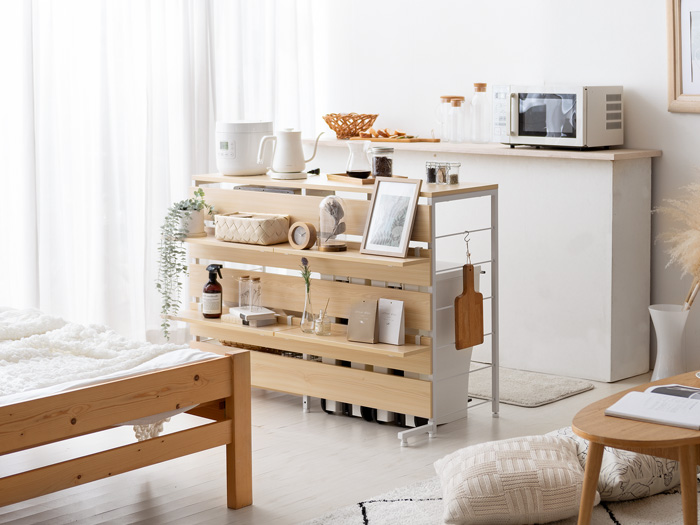 ゴミ箱収納キッチンカウンター emery(エメリー) 120cm幅 背板あり