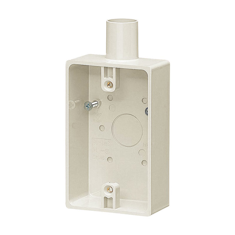 露出スイッチボックス(1ヶ用・1方出)適合管VE16・22 ミルキーホワイト