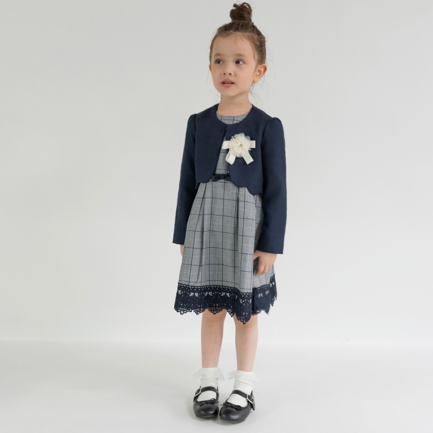 フォーマル】ジャケット＋グレンチェックジャカードワンピース＋