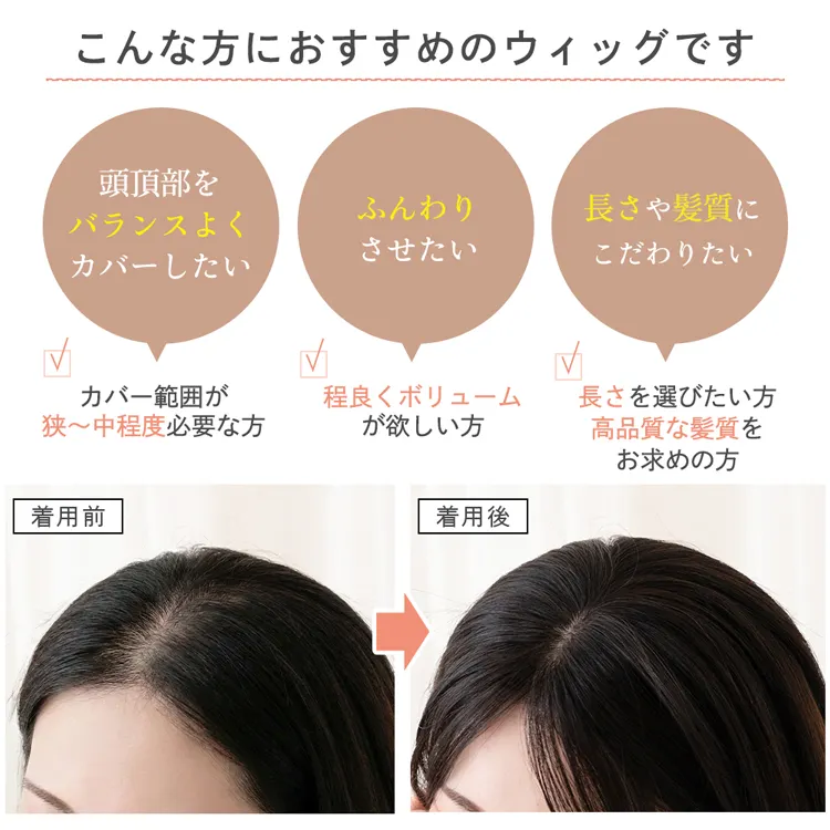 最高級人毛(レミー)100%トップヘアピース（ポイント/医療用ウィッグ
