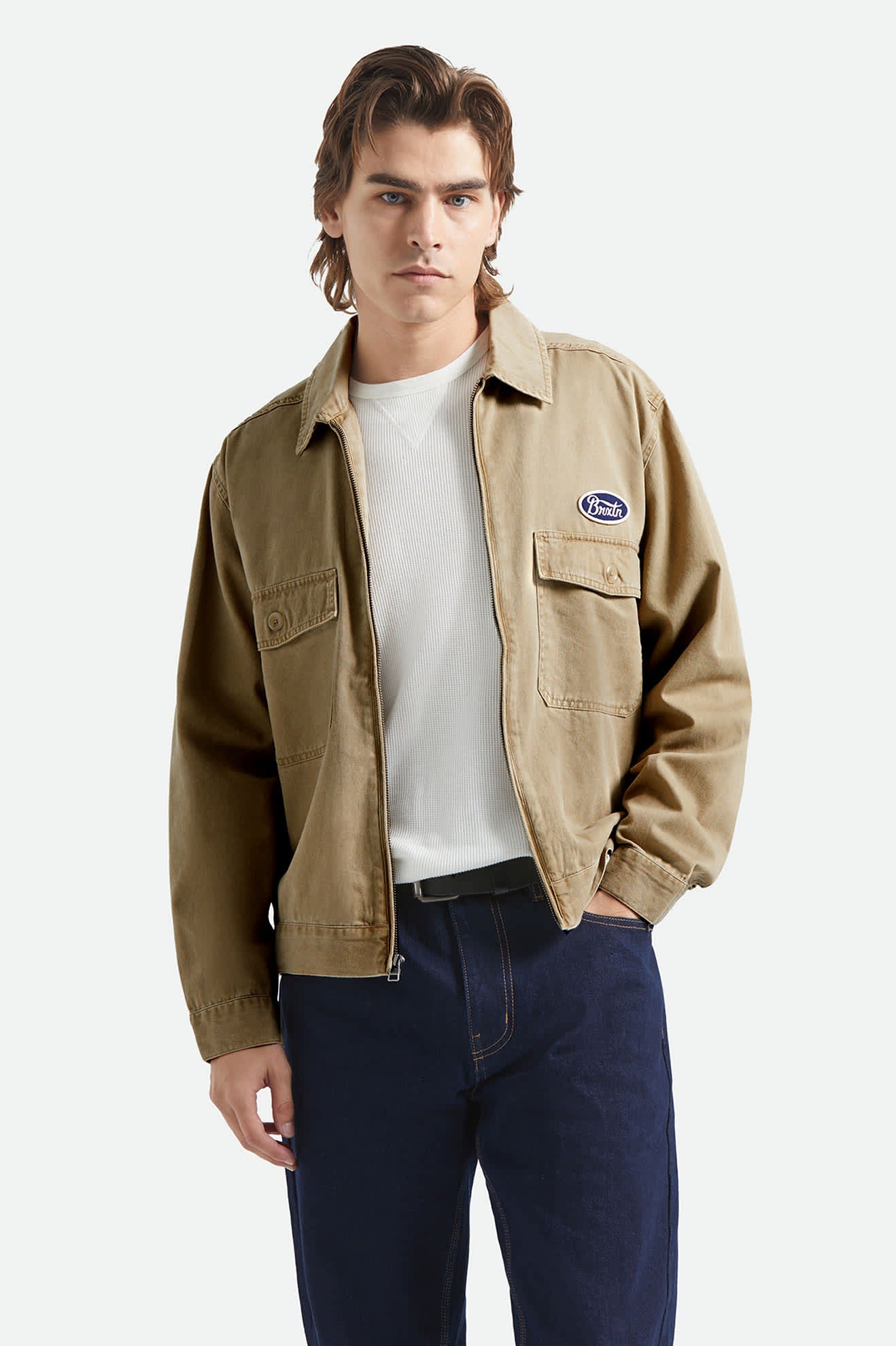 Men's Trademark Lightweight Garage Jacket in Washed Khaki – Brixton