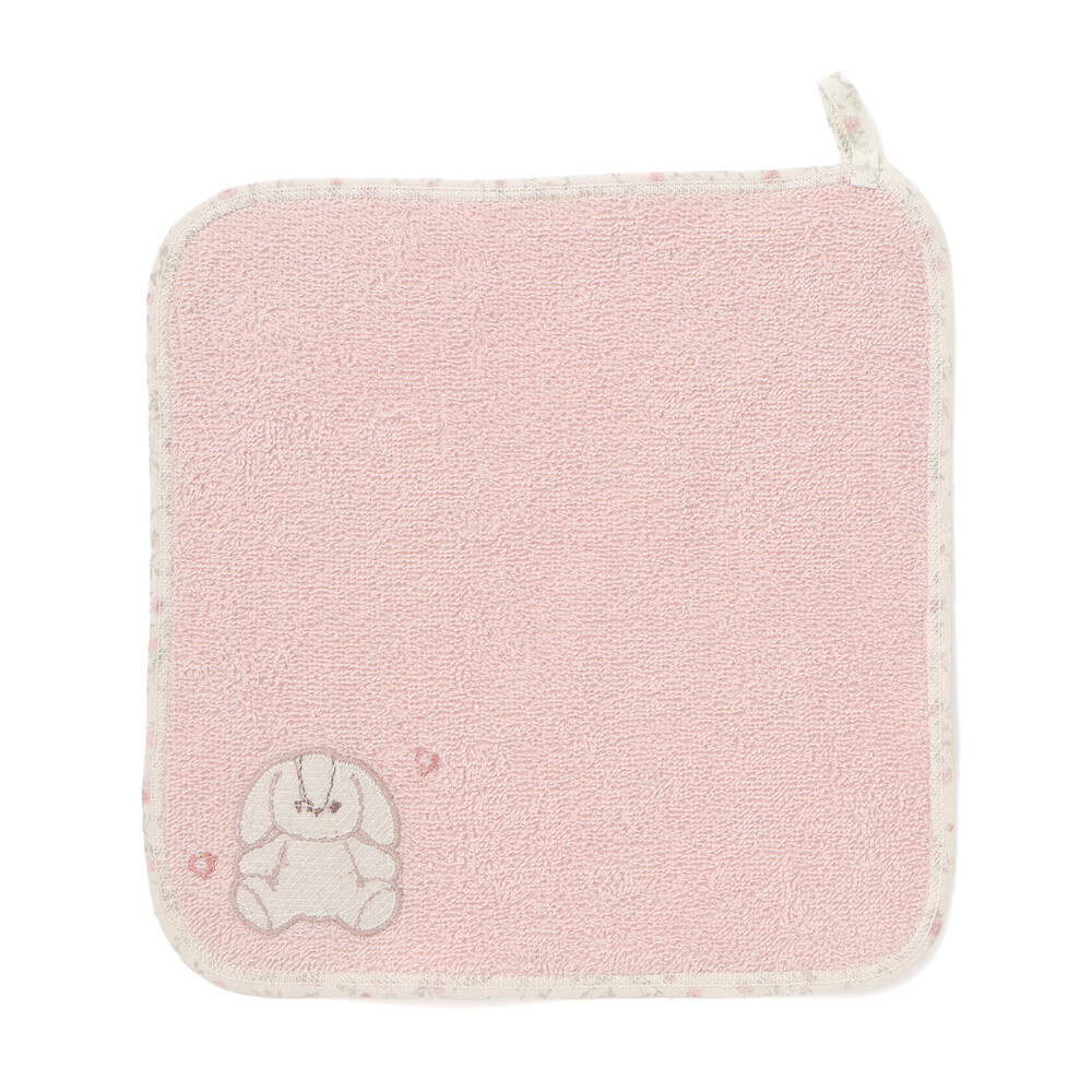 アニマルウサギクマ恐竜ふわふわハンカチベビー(ﾜﾝｻｲｽﾞ ピンク(ウサギ