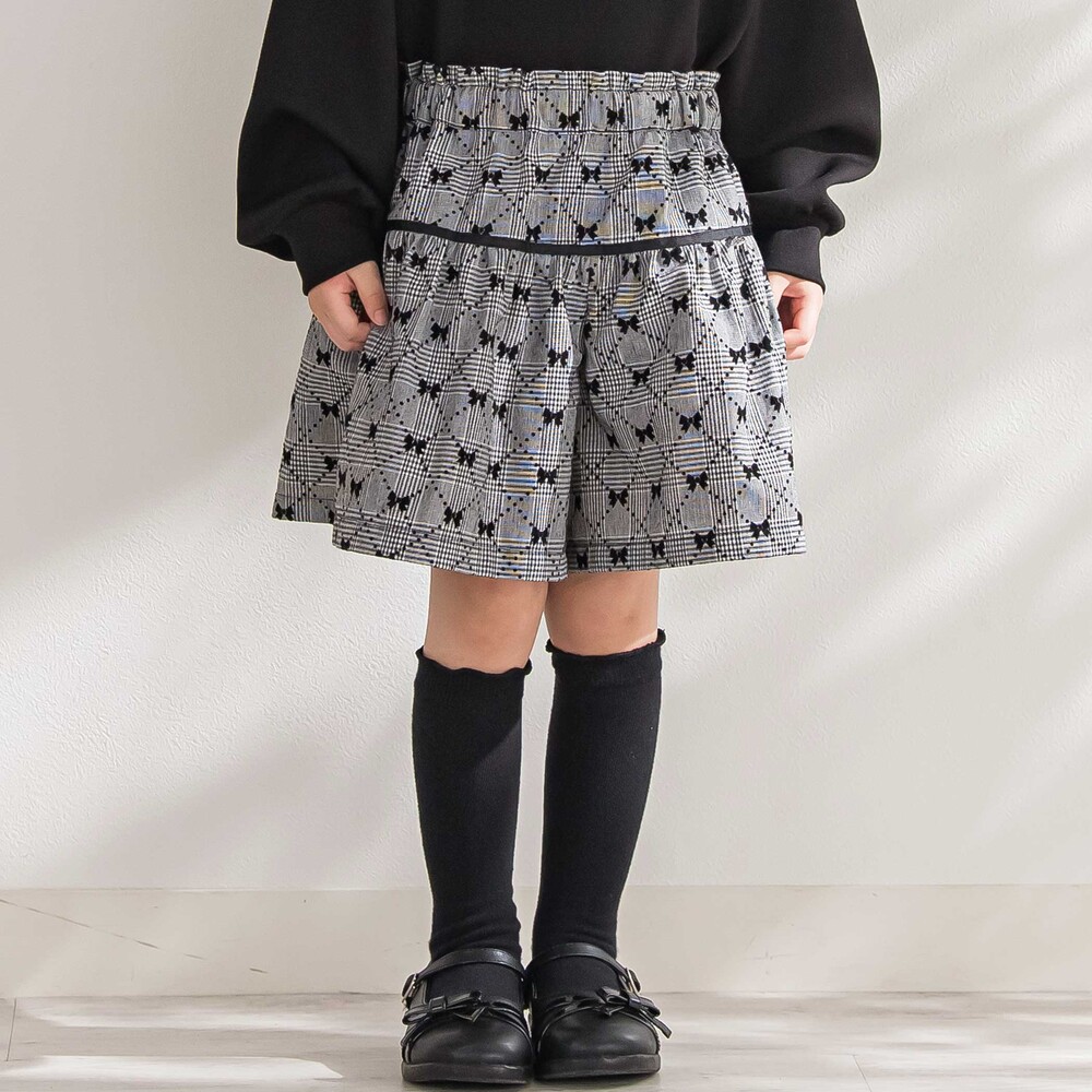 限定商品】【お揃い】リボンチェックキュロットパンツ(95~150cm