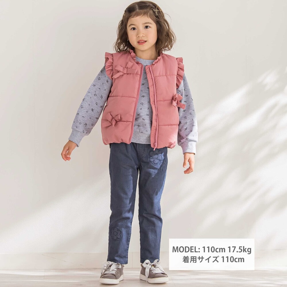 限定商品】リボンフリルタフタ中綿ベスト(95~150cm) 【LIMITED EDITION