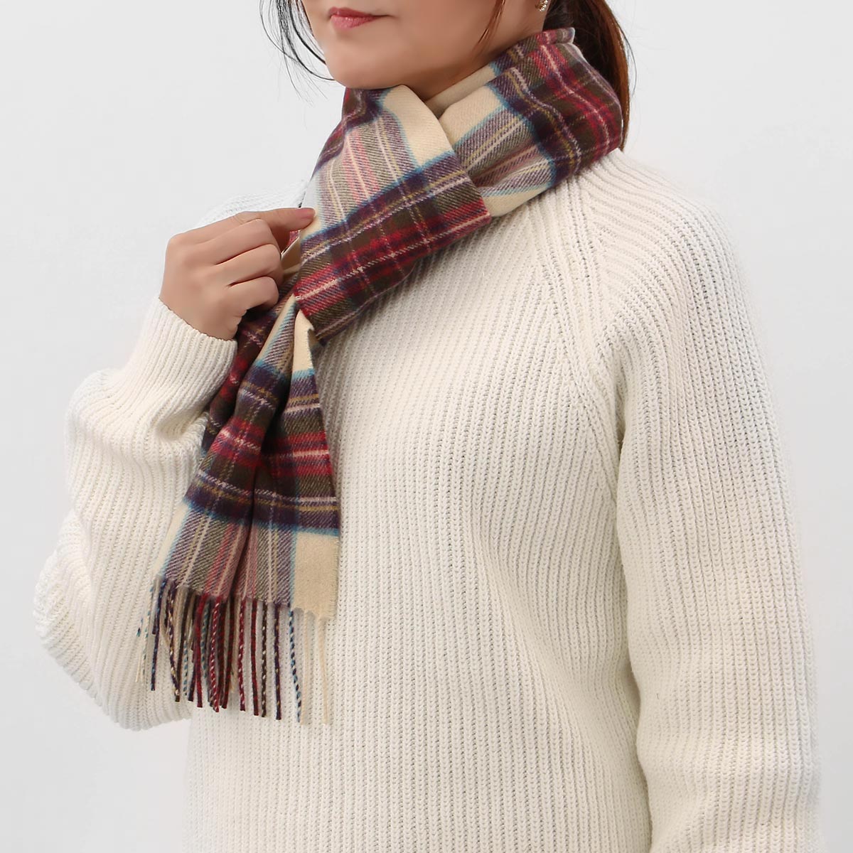 ジョンストンズ ストール/マフラー メンズ レディース WA16 チェック柄