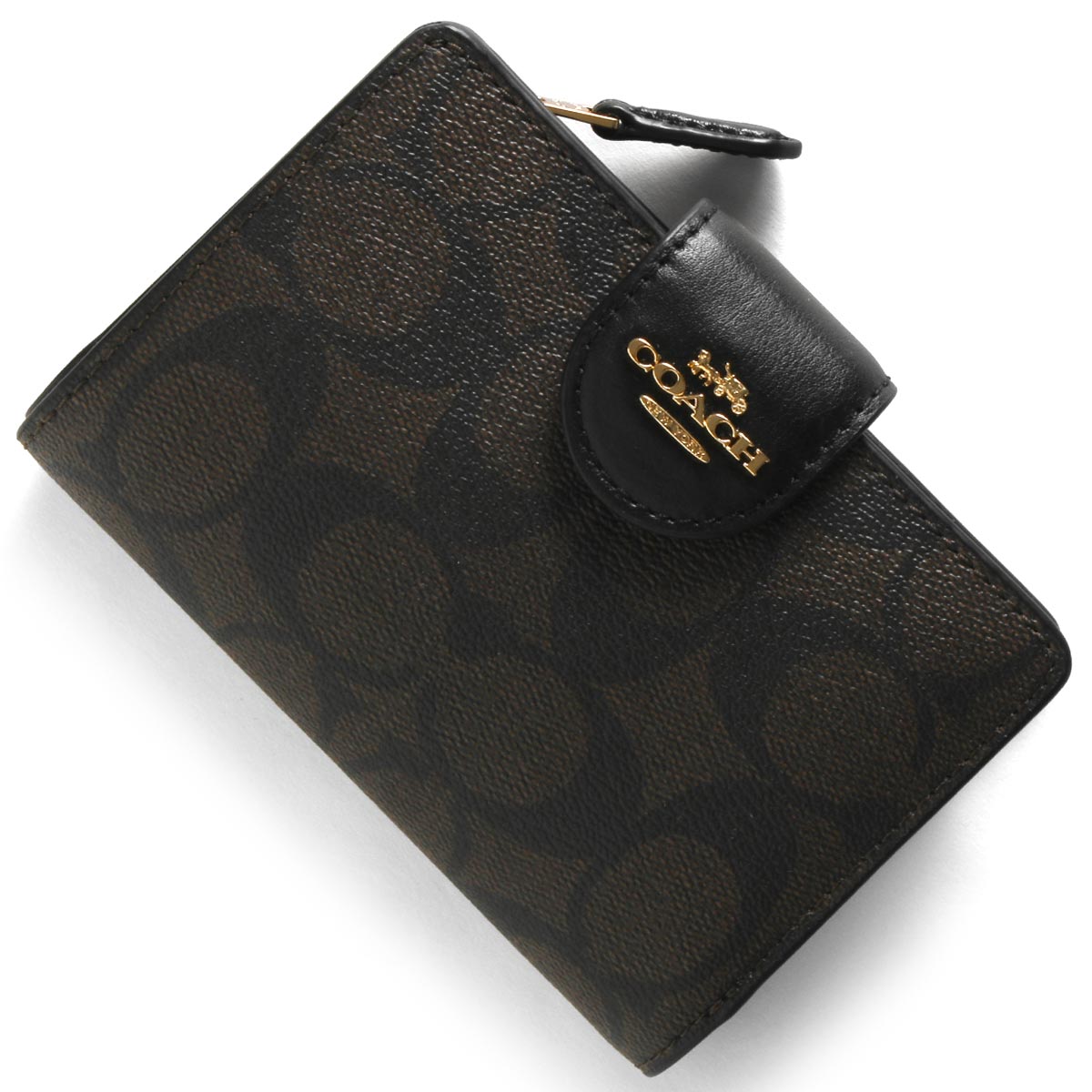 コーチ 二つ折り財布 財布 レディース シグネチャー ミディアム ダーク