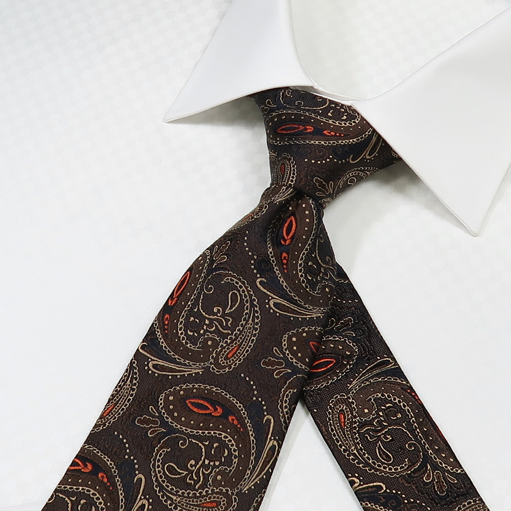 オリジナル ネクタイ ペイズリー ブラウン×ベージュ | オーダースーツ