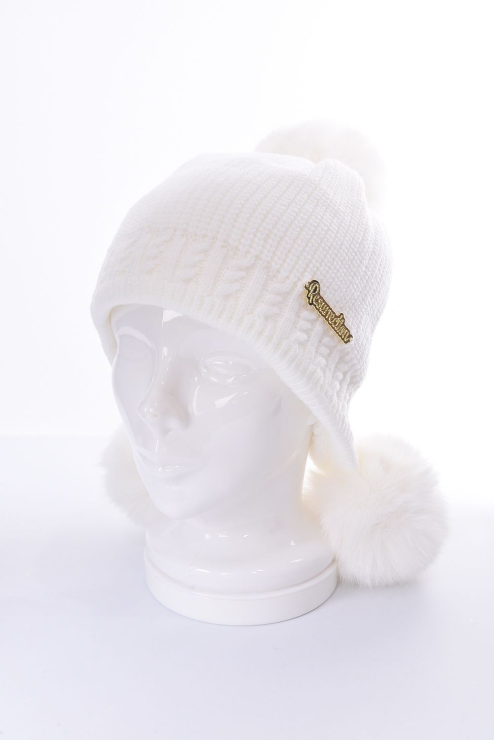 Resurrection - TRIPLE POMPOM KNIT CAP / ブランドロゴ ポンポン