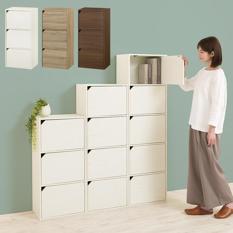 カラーボックス 3段 扉付き 本棚 ラック 扉付き収納 おしゃれ ぼん家具