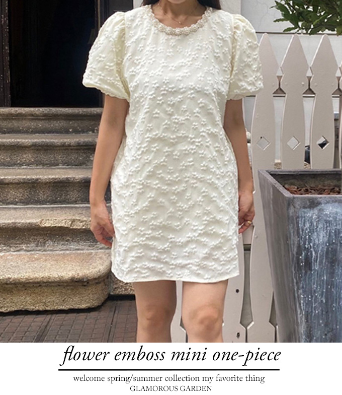 フラワーエンボスミニワンピース【7i-831-04636】