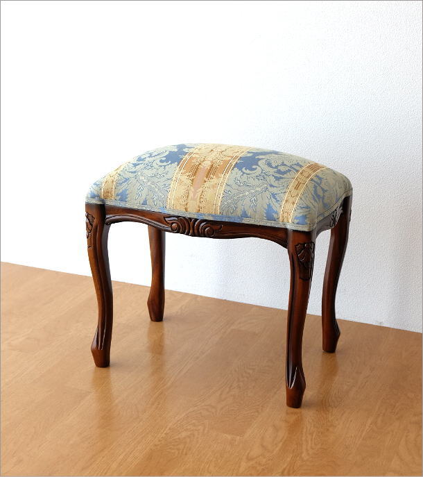 スツール アンティーク 木製 おしゃれ クッション 椅子 無垢材 生地