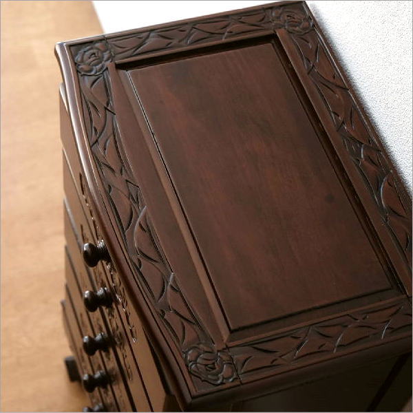 チェスト アンティーク 家具 木製 5段 完成品 棚 タンス 引き出し