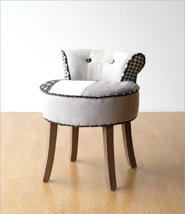 椅子 チェア モノトーン パッチワーク 布張り 木製 かわいい おしゃれ