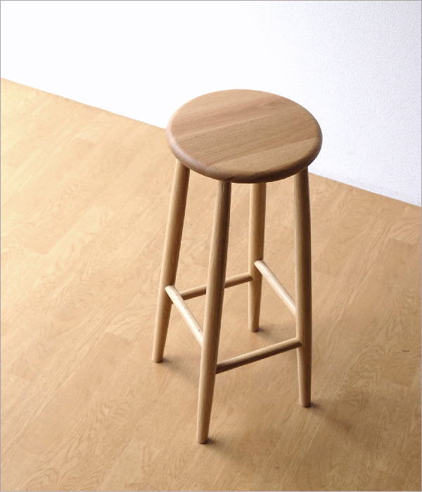 ハイスツール 天然木 無垢材 オーク 木製スツール ウッドスツール