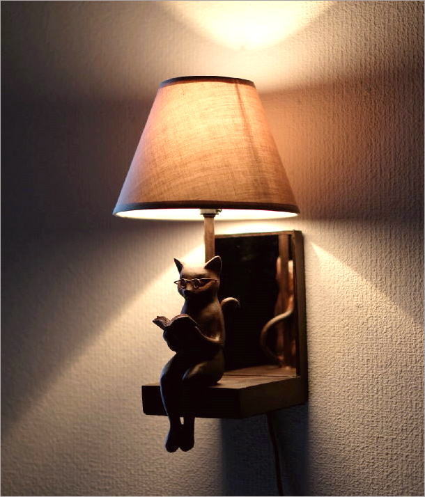 照明 壁掛け ライト シェードランプ 雑貨 壁掛けネコランプ [sik9127