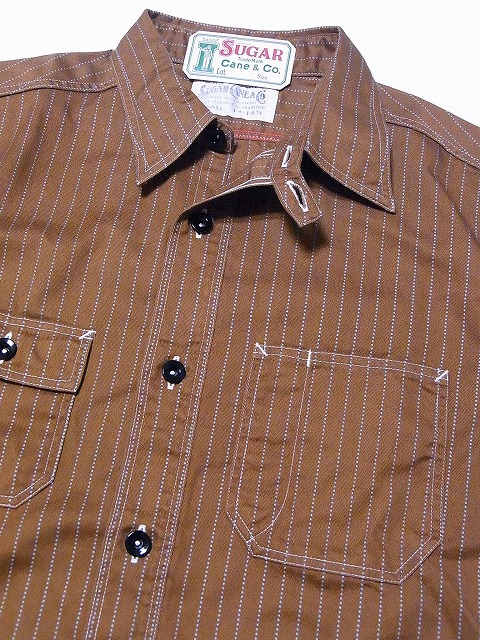 SUGAR CANE[シュガーケーン] ワークシャツ ブラウンウォバッシュ