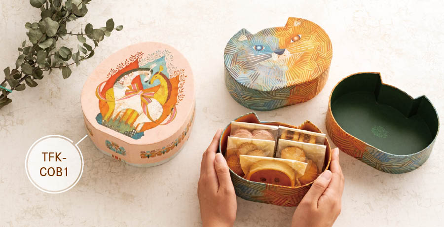 福田利之コレクション貼箱-M／卵型/猫型｜ギフト、ラッピング用品