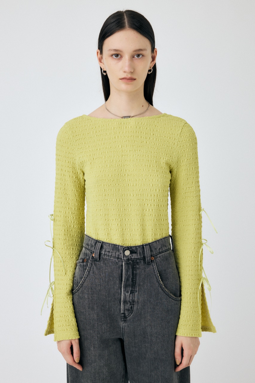 MOUSSY | SLEEVE RIBBON トップス (Tシャツ・カットソー(長袖) ) |SHEL