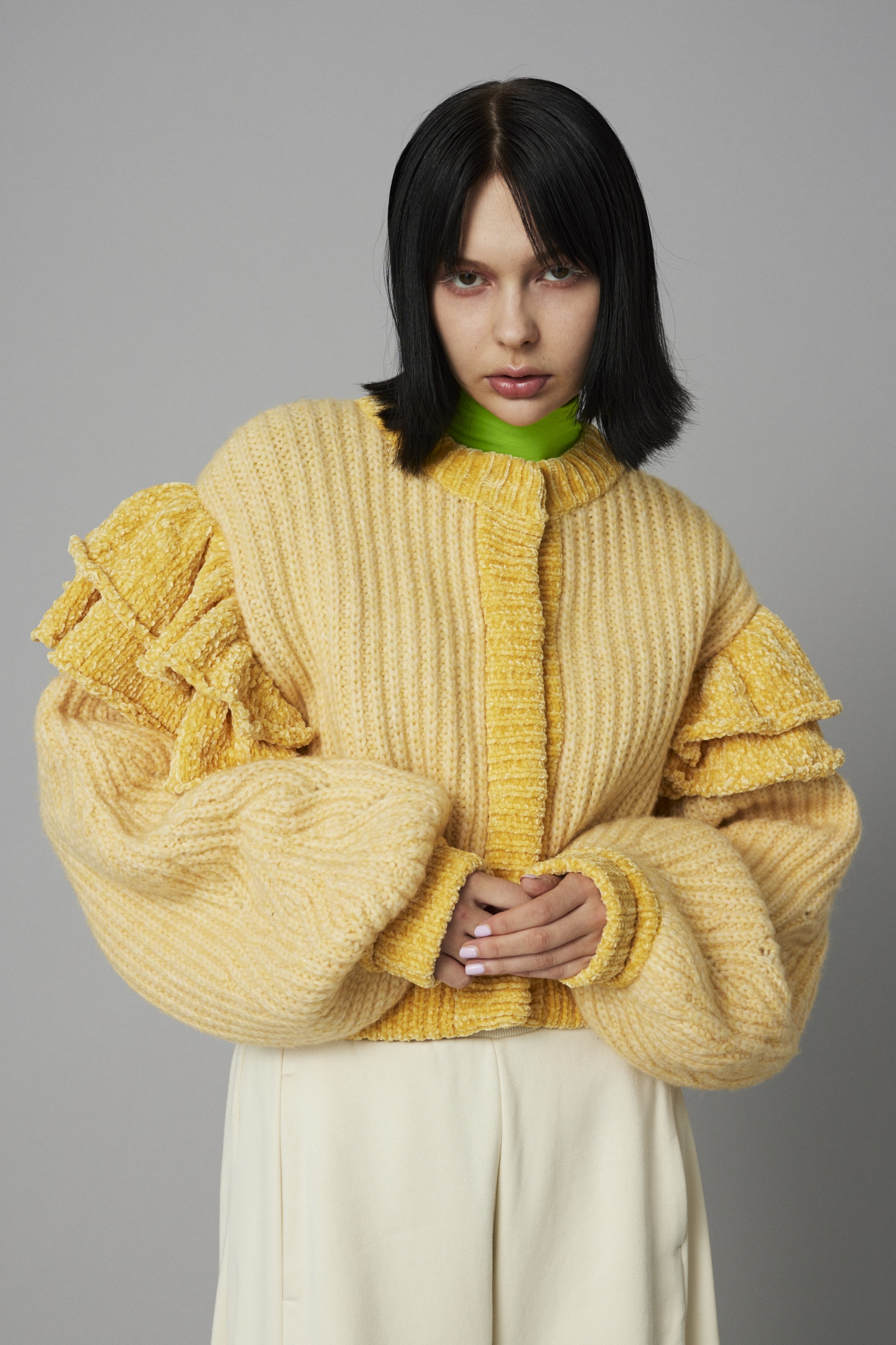 HeRIN.CYE | Frill shoulder cardigan (カーディガン ) |SHEL'TTER