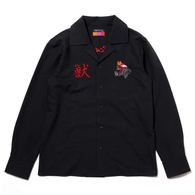 RADIO EVA 708 THE BEAST EMBROIDERY SOUVENIR SHIRT/ブラック