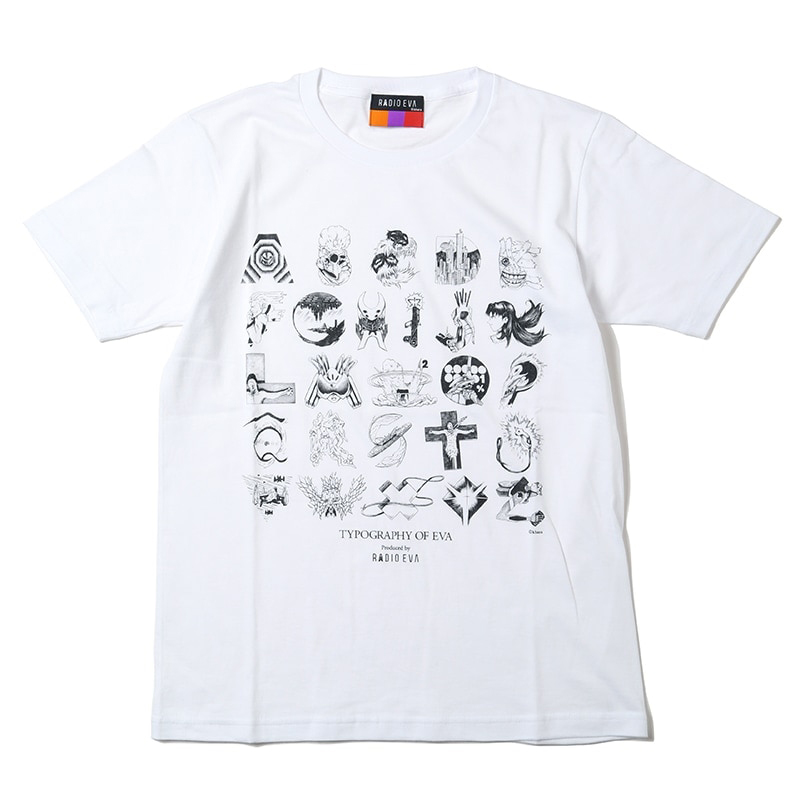 RADIO EVA A101 TYPOGRAPHY OF EVA index T-Shirt β/WHITE×BLACK(M