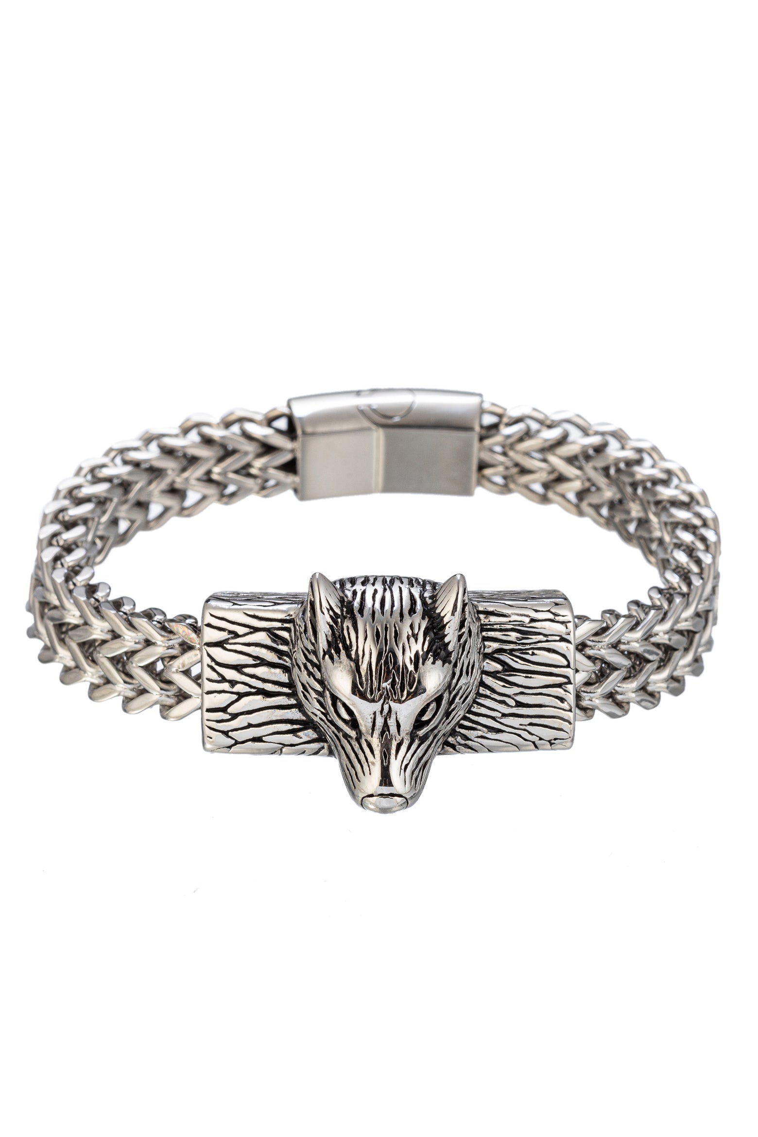 Men's Silver Titanium Wolf Head Chain Bracelet – Eye Candy Los Angeles