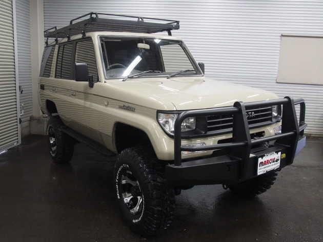 ランクルプラドベージュ全塗装ハイリフト！クロカンフロントバンパーに