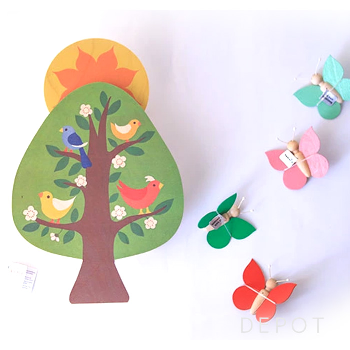 出産祝い】＜キーナ社陽の上オルゴール（スイス） ちょうちょモビール