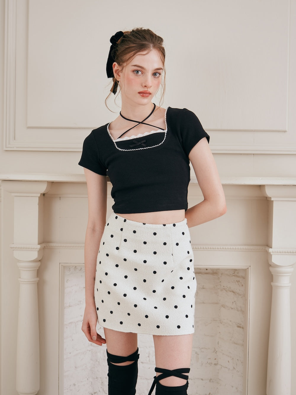 スクエアネックレースリブカットトップス – Darich (ダーリッチ)