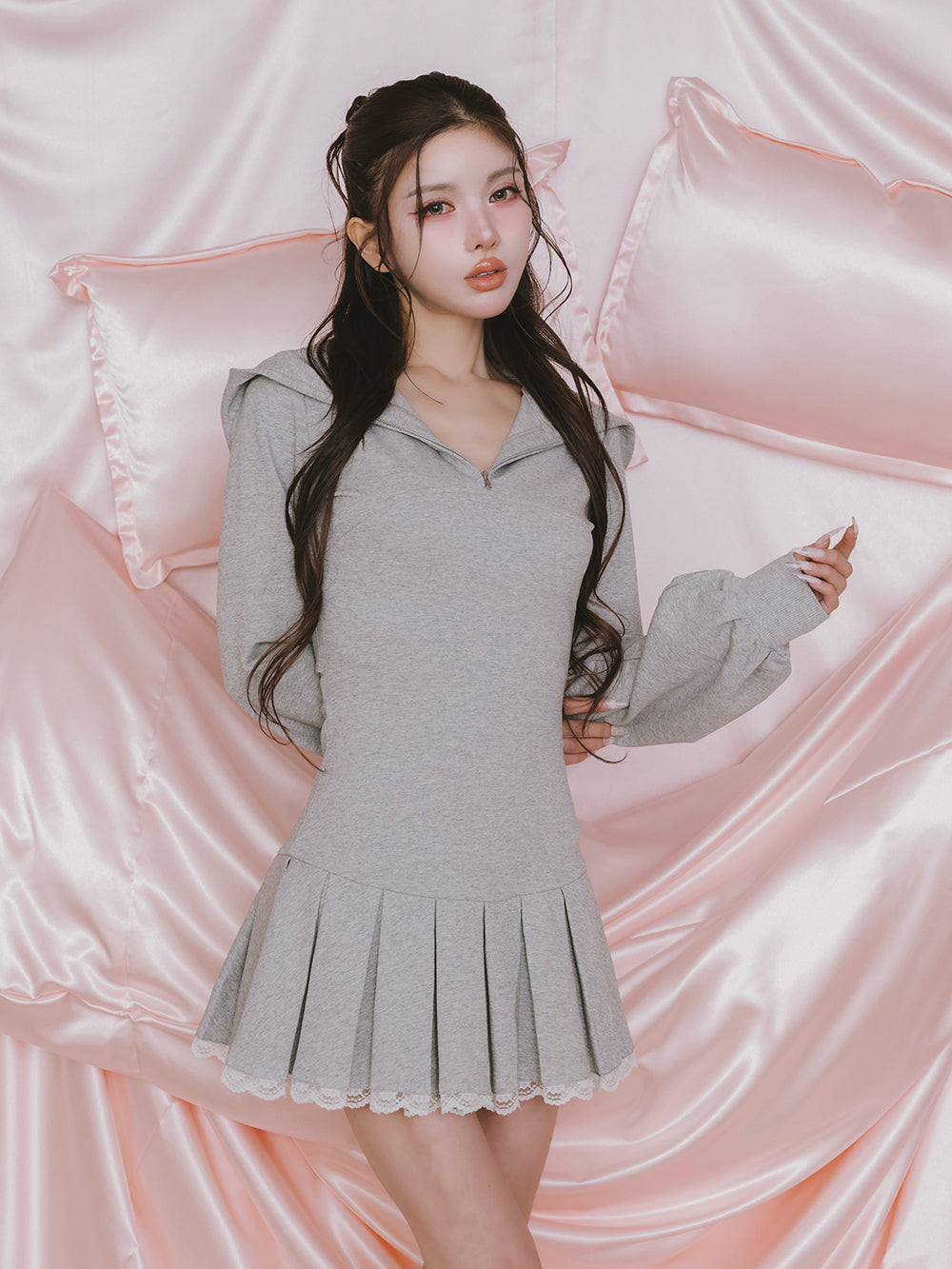 レースドッキングプリーツミニワンピース – Darich (ダーリッチ)