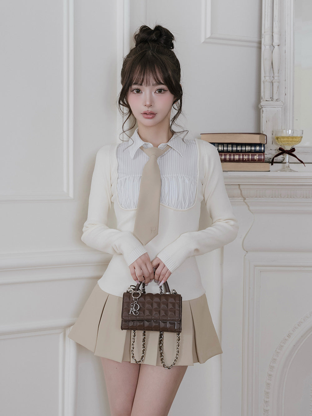 ネクタイシャツドッキングニットミニワンピース – Darich (ダーリッチ)