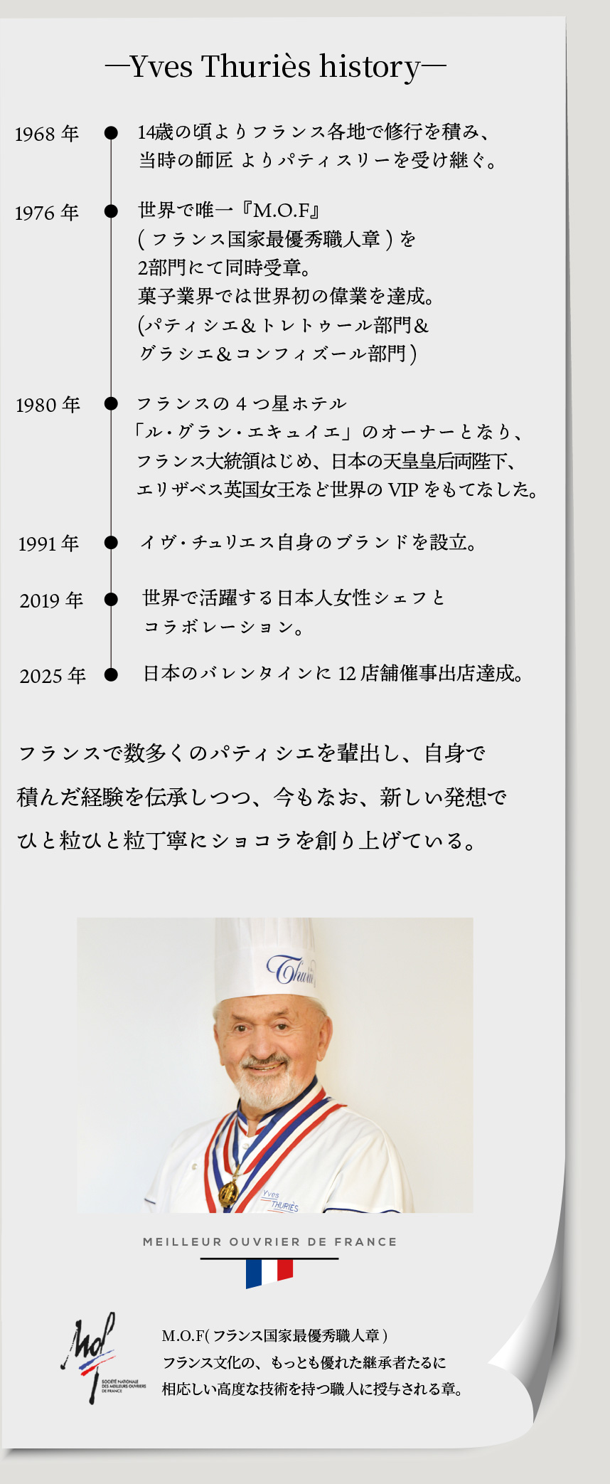 イヴ・チュリエス｜M.O.Fを世界で唯一2部門同時受章したフランス菓子