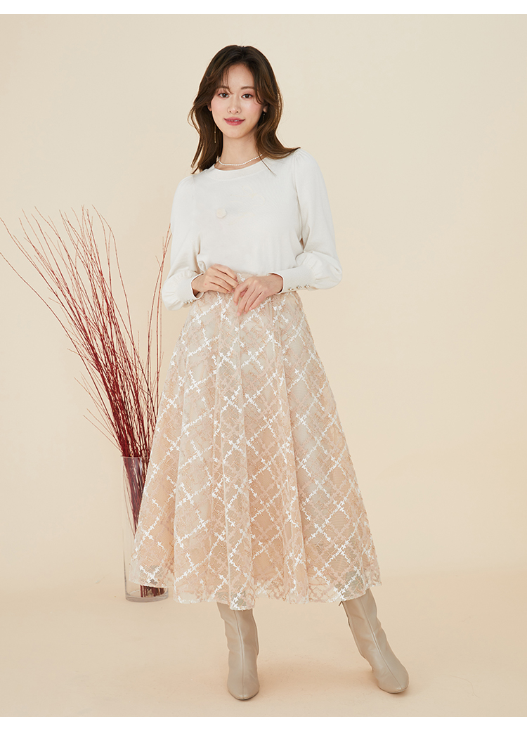 Fubail / エンブロイダリーチェックスカート