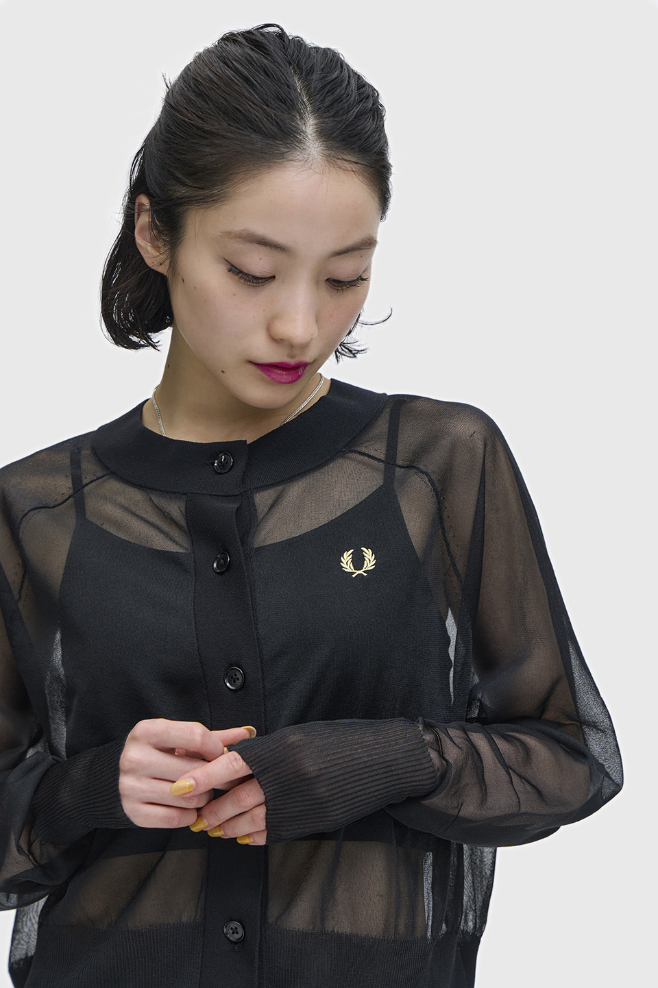 Sheer Cardigan(10 102：BLACK): | FRED PERRY JAPAN | フレッドペリー