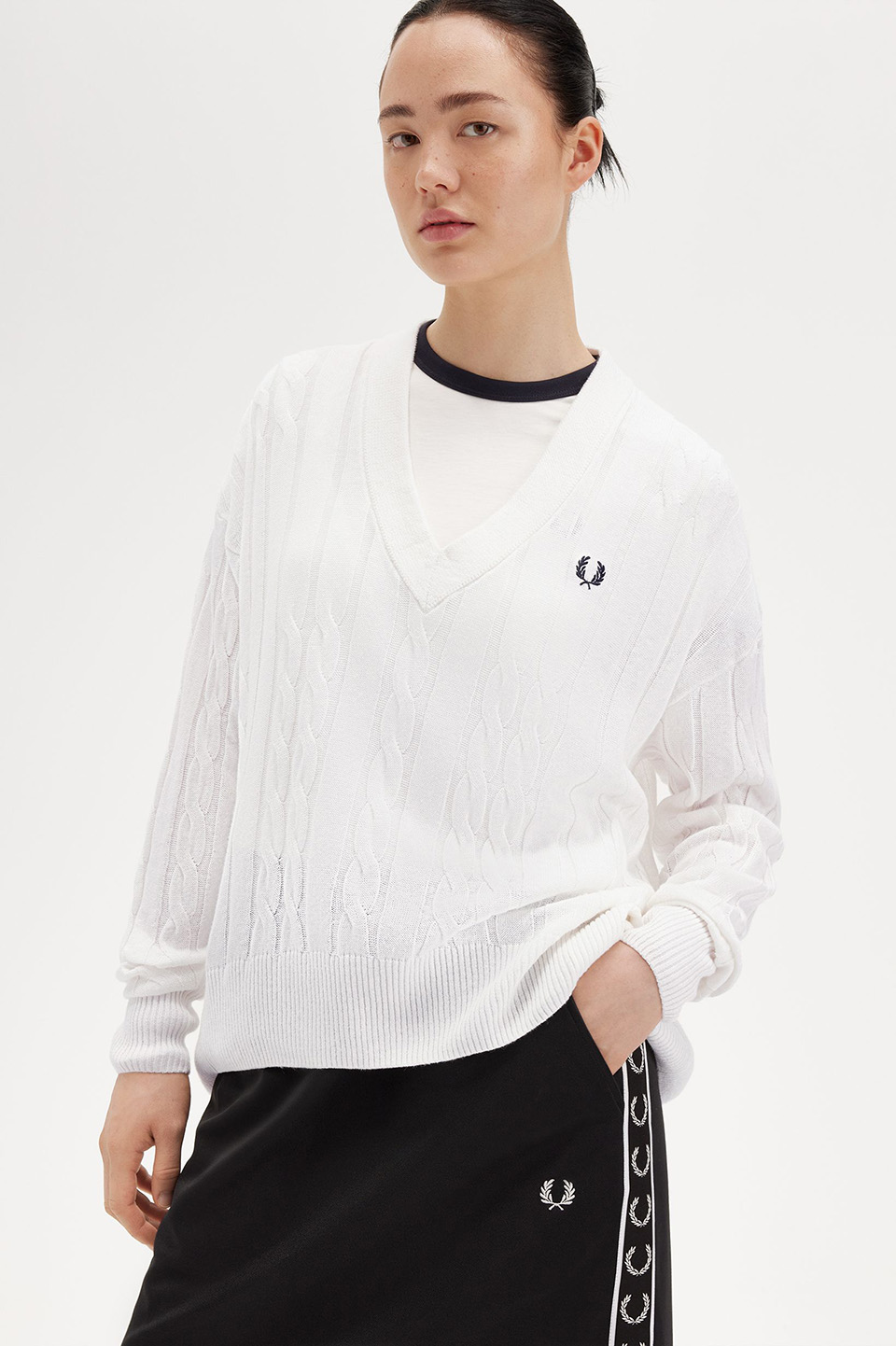 Cable Knit Jumper(10 129：SNOW WHITE): | FRED PERRY JAPAN